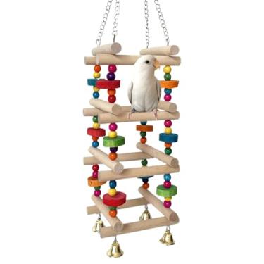 Imagem de Brinquedo de mordida de papagaio de madeira – brinquedo de mastigar de escalada de periquito de madeira, acessórios para pica-paus, suprimentos multifuncionais para brincadeiras interativas seguras
