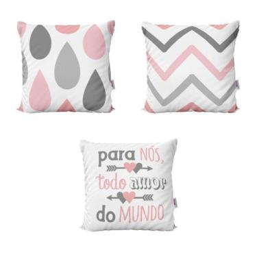 Imagem de Almofadas Decorativas Rosa E Cinza Para Sofá  40X40 - Novadecora, 40x4