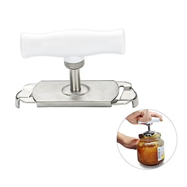 Imagem de Abridor de garrafa e frasco de aço inoxidável antiderrapante para cozinha, ferramenta de remoção de tampa sem esforço para idosos mãos fracas e fácil de usar com latas e garrafas