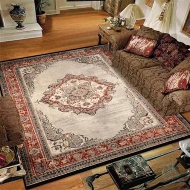 Imagem de Tapete para sala de estar com decoração retrô, fácil de limpar, ideal para sofá, mesas de centro e escritório (180 x 250 cm / BS9-sem fiapos-2)