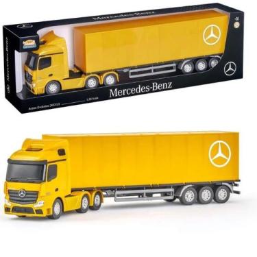 Imagem de Caminhão Baú Mercedes Crianças Rodas Livres Porta Baú Colecionável Bri