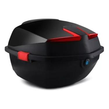Imagem de Caixa Traseira para Moto Baú de Grande Capacidade Case Armazenamento Bagagem com 2 Chaves Fivelas Laterais ABS - Tinta Cura Segura Trava Design Anti-Vibração Apoio Lombo Ergonômico Instalação Fácil