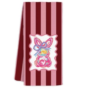 Imagem de YTRGI Coelho coelhinho presentes de Páscoa para crianças crianças adolescentes meninas mulheres anfitriãs, toalhas de mão decoração de coelhinho da Páscoa para banheiro cozinha, engraçado laço