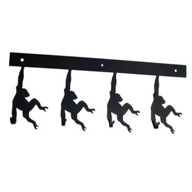 Imagem de Generic Cabideiro de parede com 4 ganchos para casacos e chapéus, organizador e decoração moderna em ferro fundido, ideal para closets apartamentos.