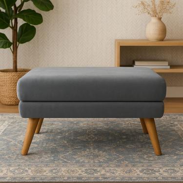 Imagem de Puff Decorativo Itália Material Veludo- Star Confort Chumbo