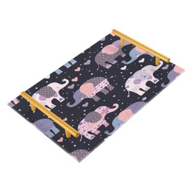 Imagem de Wassud Bandejas de acrílico para banheiro de elefantes de patchwork, bandejas de perfume, alça de maquiagem, cômoda, quarto, cozinha, mesa, 30 x 20 cm