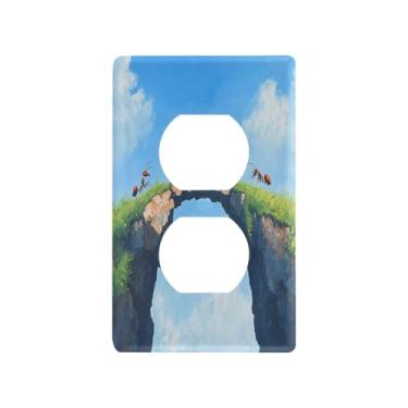 Imagem de Wassud Placa de cobertura para interruptor de luz, formigas, capas de tomada decorativas, placa de parede para tomadas elétricas duplex 11 x 6 cm