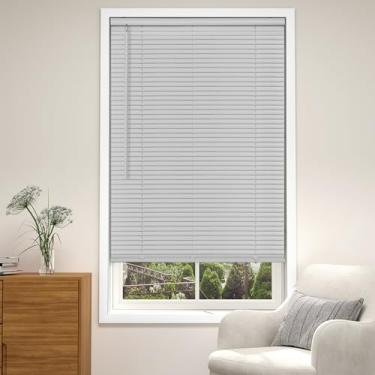Imagem de LazBlinds Minipersianas de vinil com filtro de luz cinza sem fio de 2,5 cm, 89 cm L x 122 cm A, persianas horizontais para casa, persianas sem fio para janelas internas