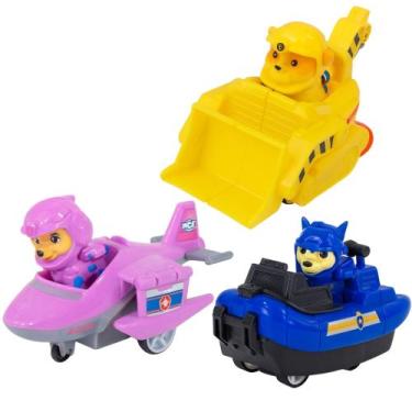 Imagem de Kit com 3 Carrinhos Patrulha Canina Heróis em Ação  Brinquedo Infantil
