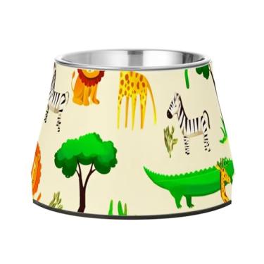 Imagem de Burbuja Tigela de ração de aço inoxidável para cães Safari Animals para comida e água, antiderrapante para cães médios e gatos, 590 ml