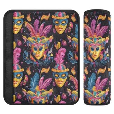 Imagem de Burbuja Capa para cinto de segurança de carro Mardi Gras Protetor de cinto de segurança de carro macio confortável para alça de ombro de assento de carro, 1 par pequeno