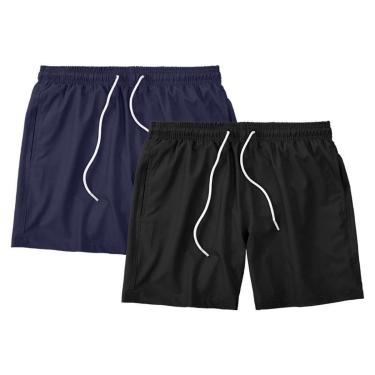 Imagem de Kit 2 Shorts Masculino Liso Básico Bermuda Tactel Água Praia Treino Academia Corrida-Masculino