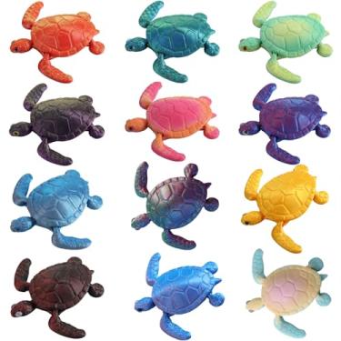 Imagem de Soulchen 12 Pcs 3D Printed Turtle 3D Printed Animals Sea Turtles Toys Gradient Colors Flexible Animals Statue Desk Fidget Funny Positive Motivational Gifts for Office Home Decor