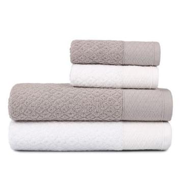 Imagem de Jogo Toalha de Banho Gigante 4 Pçs Capri Atlântica, Cinza e Off White