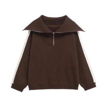 Imagem de Conjunto De 2 Peças Marrom Willshela Moda Feminina Suéteres Pullover V