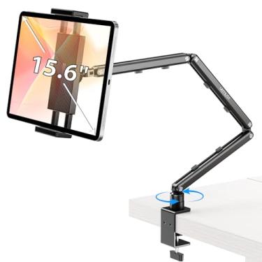 Imagem de Urmust Suporte de mesa para tablet, suporte de alumínio com base giratória de 360°, compatível com tablets de 4,7 a 13 polegadas, suporte de dispositivo de mesa