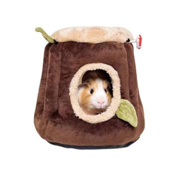 Imagem de Copfeu Casa de troncos para animais de estimação com isolamento de inverno espesso, aconchegante e confortável, ideal para coelhos, hamsters, porquinhos-da-índia e outros animais de estimação pequenos