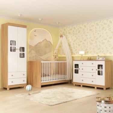 Imagem de Quarto De Bebê Completo Com Berço 3 Em 1 Para Colchão 130x60cm Sol Mul