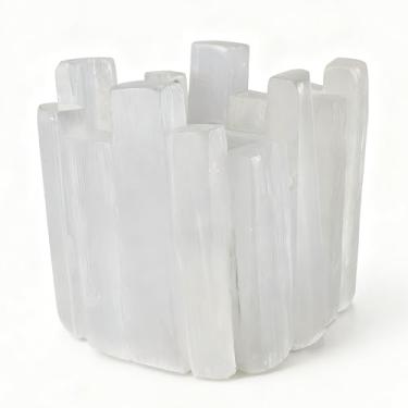 Imagem de Suporte de luz de chá de selenita, castiçais de cristal de selenita natural com diferentes formas, para decoração de casa, meditação, ioga, Reiki, presentes (copo quadrado irregular)
