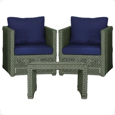 Imagem de Mesa E 2 Poltronas Madri Corda Náutica Estofado 10 Trama Verde