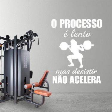 Imagem de Adesivo Parede Motivacional Processo Lento Academia 75x95cm Branco Cor Preto