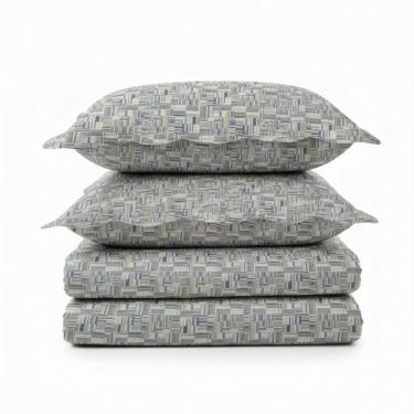 Imagem de Kit Cobre Leito Colcha Magnus Queen 3 Peças Dupla Face Estampado Geométrico - Mosaico - 100% Poliéster