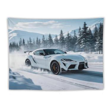 Imagem de HouLaiZhe JDM Tapeçaria de carro Snow Drift Jdm carro Sup para pendurar na parede quarto decoração de casa tapeçarias estética piquenique decoração de parede arte de parede para dormitório sala de
