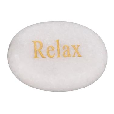 Imagem de SIWOTED Pedra Inspiradora Gravada Letras Pedra de Mármore para Decoração de Incentivo Presente de Feriado (relaxar)