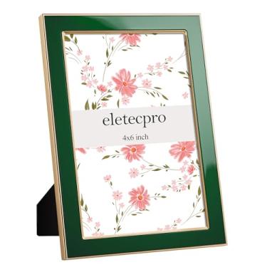 Imagem de eletecpro Moldura esmaltada 10 x 15 cm com capa de vidro real, moldura verde para exibição de imagens 10 x 15 cm para parede, mesa, estante, decoração de sala de estar, horizontal e vertical