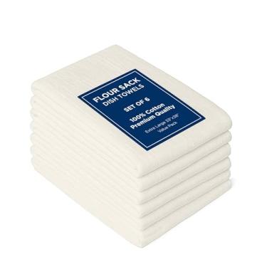 Imagem de ROYALE LINENS Toalhas de prato de saco de farinha - toalha de cozinha - saco de farinha super absorvente - 100% algodão fiado - toalhas de chá - para bordados, fraldas de pano, coadores de queijo