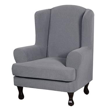 Imagem de 2 peças de capa elástica para sofá, capa de sofá, protetor de móveis, poltrona, lavável, capa de sofá com parte inferior elástica, cinza claro