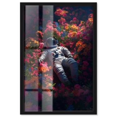 Imagem de Astronaut Florist Shadowbox Print Astronaut Wall Art por Art Remedy, moldura preta, 53 x 78 cm
