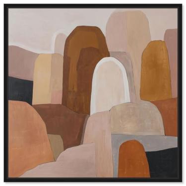 Imagem de Desert Forms I Canvas Print Taupe Boho Wall Art por Art Remedy, moldura preta, 40,6 x 40,6 cm