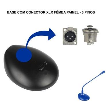 Imagem de Base de Mesa p/Microfone Gooseneck,Conector XLR,Chave ON/OFF - Aj Som 