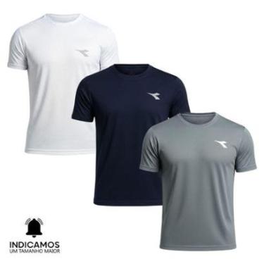 Imagem de Kit 3 Camisetas Diadora Small Logo Masculina - Grafite e Branco M-Masculino