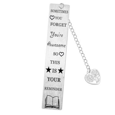 Imagem de Marcador de livro Sometimes You Forget You are Awesome Presentes inspiradores para mulheres, presente de incentivo de metal motivacional para amantes de livros, presente para filha, irmã, mãe, amigas