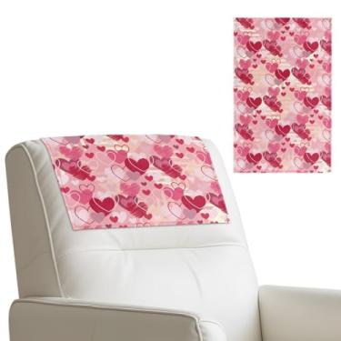 Imagem de Merkmak 1 capa de encosto de cabeça para cadeira reclinável, protetor de descanso de cabeça, dia dos namorados, estampa de corações rosa, sofá, sofá, encosto de cabeça, animais de estimação