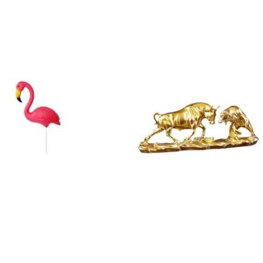 Imagem de Whtkoph Escultura de Flamingo para Jardim de Fadas E Estátua de Touro Feng Shui, Obra de Arte Moderna para Decoração de Quintal Na Primavera E Feriado, E Esta