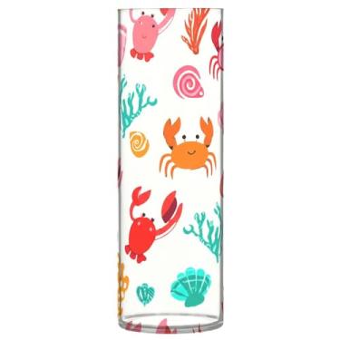 Imagem de CEBUGI Vaso de flor coral de caranguejo 10 x 30 cm, vaso cilíndrico para flores, vaso transparente inquebrável para decoração de casa de festa de casamento