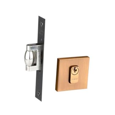 Imagem de Fechadura Trava Rolete Porta Pado Red Gold Escovada Externa