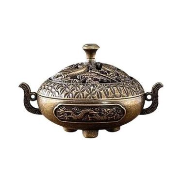 Imagem de Mini Incensário Antigo Chinês Com Tampa, Suporte Oco, Ornamento De Mes