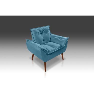 Imagem de Poltrona Opala Com Fibra Siliconada Suede Azul Claro-RV Decora - CASA 