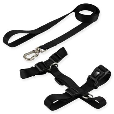 Imagem de Peitoral H Ajustável com Guia 1,30m para Cães – Confortável, Antifuga e Resistente | Coleira Peitoral para Cachorro(Kit Preto,P)