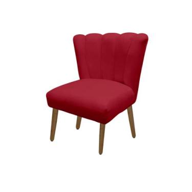 Imagem de Cadeira Pétala Flor Para Sala De Estar Penteadeira Salão Suede Vermelh