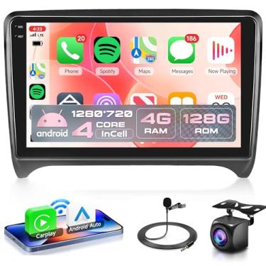 Imagem de Rádio veicular 4G + 128G para Audi TT 2006-2014 Android 15 carro estéreo sem fio Carplay Android auto, tela sensível ao toque HD Rimoody 22 polegadas espelho link GPS navegação Wi-Fi Bluetooth FM/RDS
