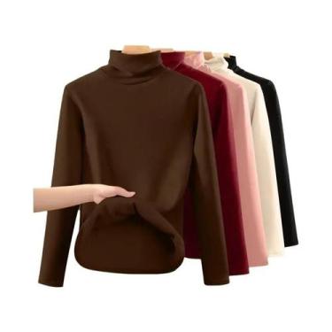 Imagem de Camiseta Térmica Feminina De Manga Longa Grossa E Quente Para Outono I
