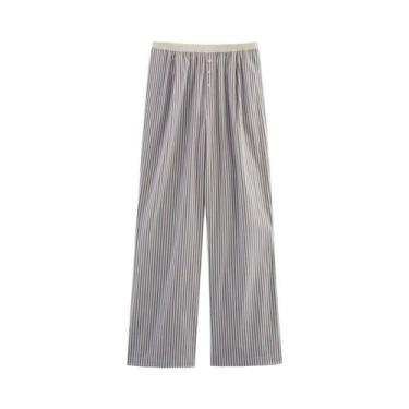 Imagem de Conjunto De Top Cropped Listrado Sem Mangas Com Decote Halter E Calças