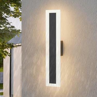 Imagem de Lâmpada de Parede LED Externa IP65 Impermeável Alumínio Metal Iluminação de Parede Moderna Minimalista Longa Arandelas Interior/Exterior para Jardins Villa Terraço Escadaria (Luz Quente Preta, 30 cm)