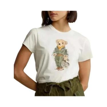 Imagem de Camiseta Feminina Divertida Com Estampa De Urso, Gola Redonda, Estilo 