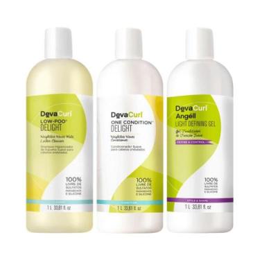 Imagem de Deva Curl Low-Poo Delight 1L, Condicionador 1L e Angel Gel 1L